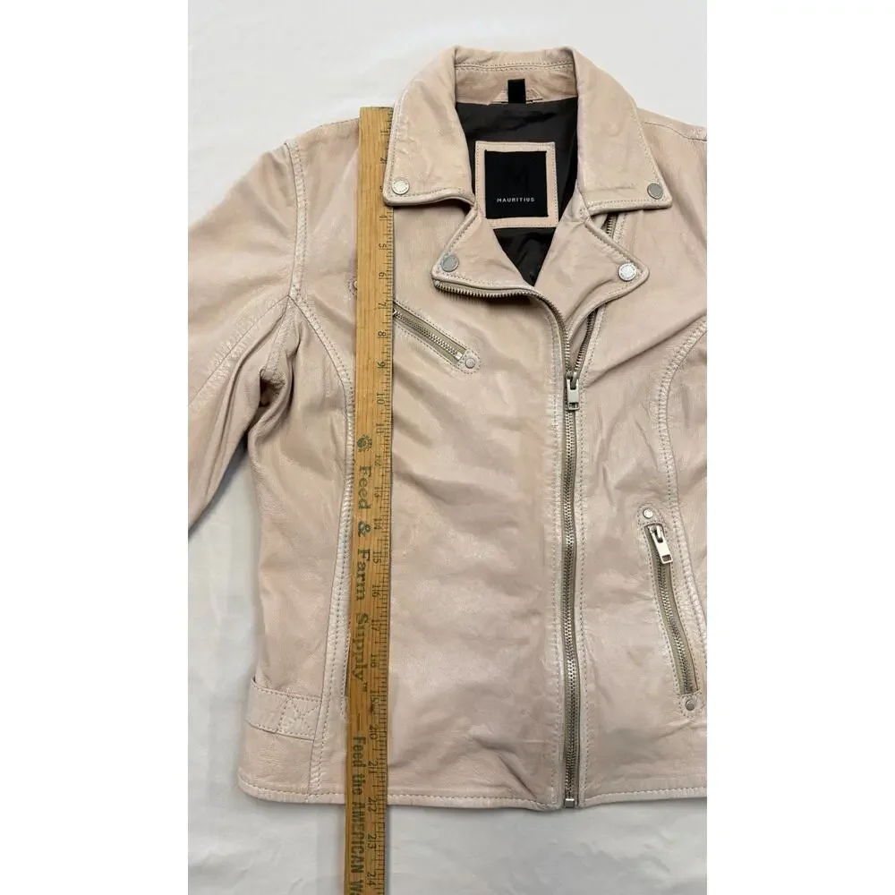 Mauritius Women's Sofia Lamb Leather Pale Pink Full Zip Jacket Women’s Size 8